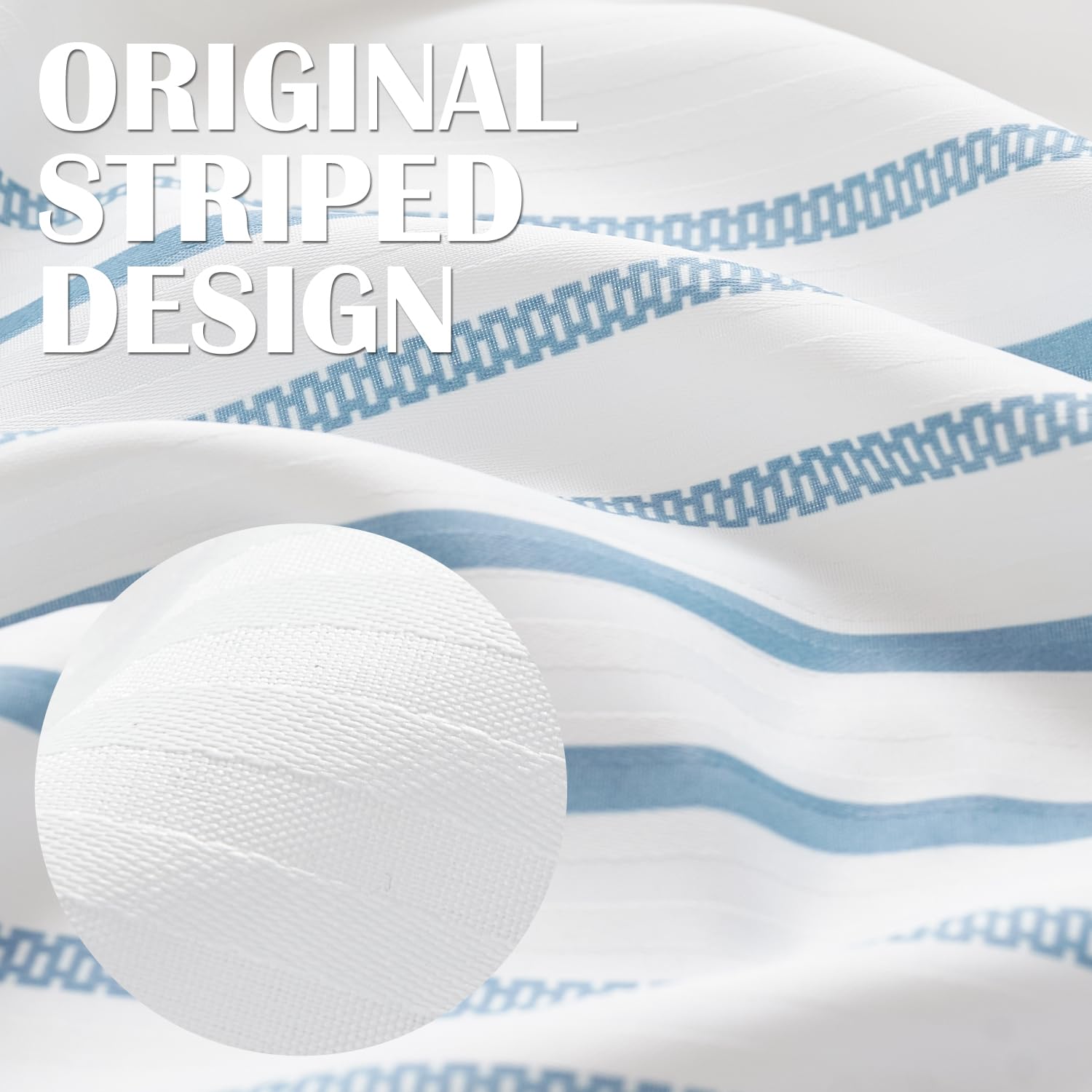 Jinchan Blue And White Striped Shower Curtain For Bathroom Modern Fabric Shower Curtain Waterproof In Bath 70X72 Inches Shower C