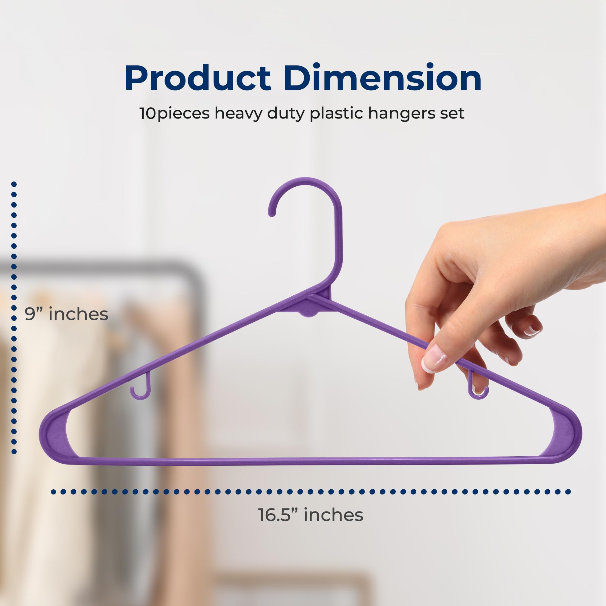 Serenelife Plastic Hangers 10 Pcs, Non-Slip Heavy Duty Clothes Hanger Set With 360 Swivel Hook, Smooth Finish To Protect Fabric,