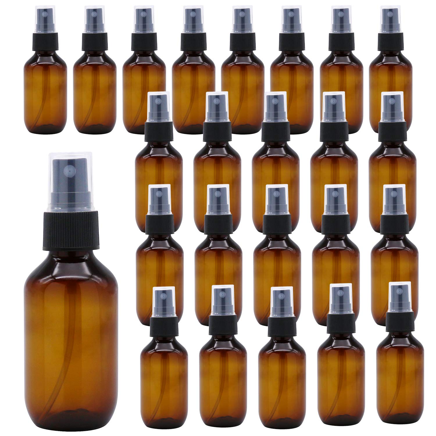 Syntecso 24 Pack 2Oz Amber Plastic Spray Bottles, Fine Mist Spray Bottles For Essential Oils, Water Spray Bottle For Hair Plant