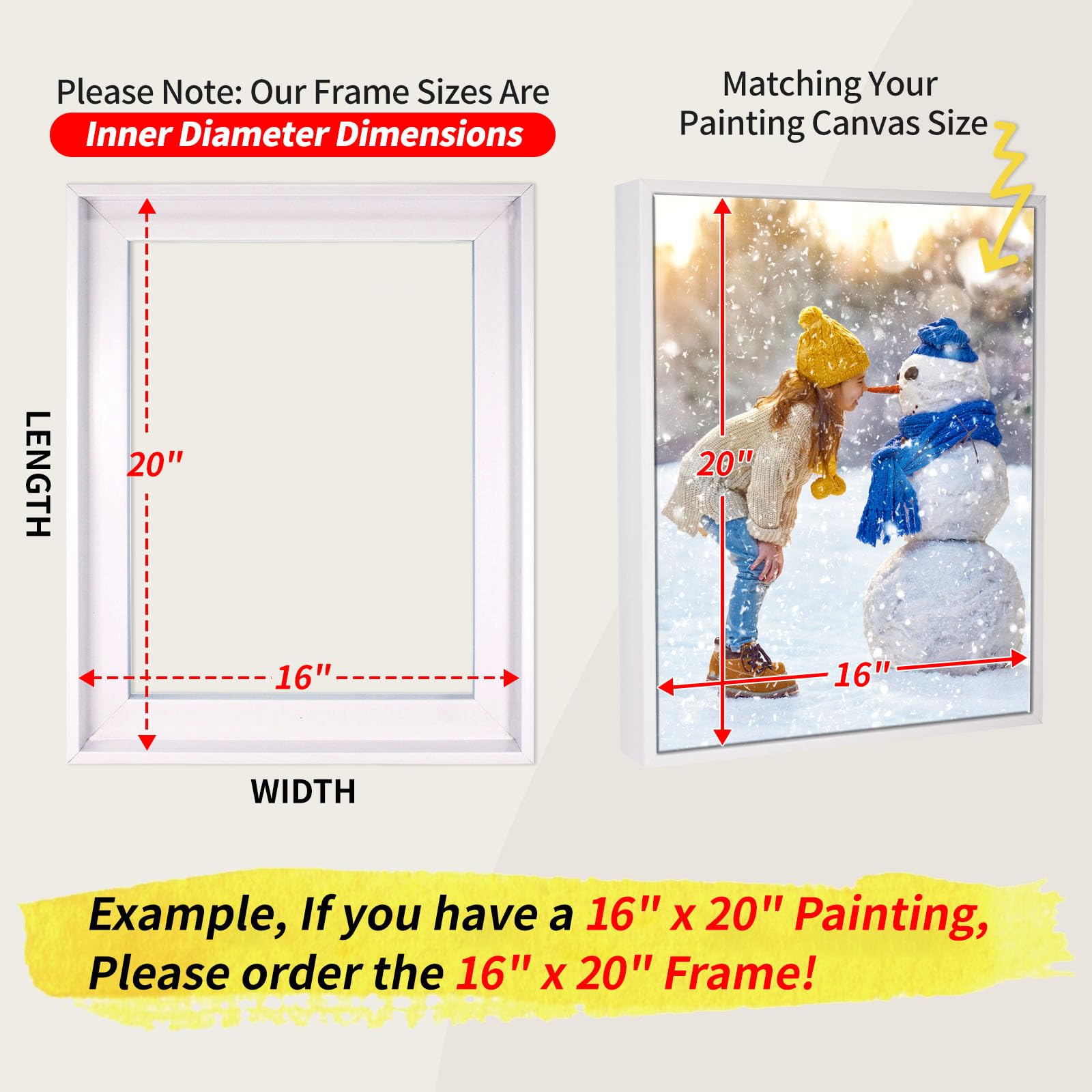 Canvas Floating Frame Wood-Look Floater Frames For Canvas Paintings White Wood Picture Frames Wall Art Painting Frame Decor 16X3