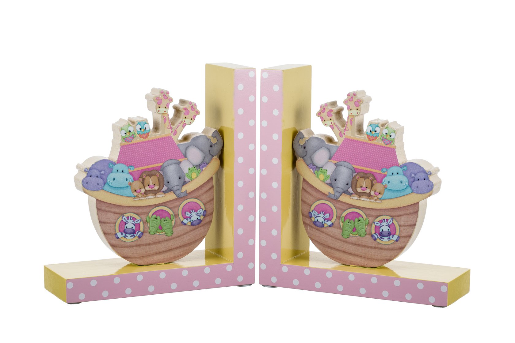 Borders Unlimited Noahs Pastel Pairs The Ark Wooden Childrens Bookends, Multicolor