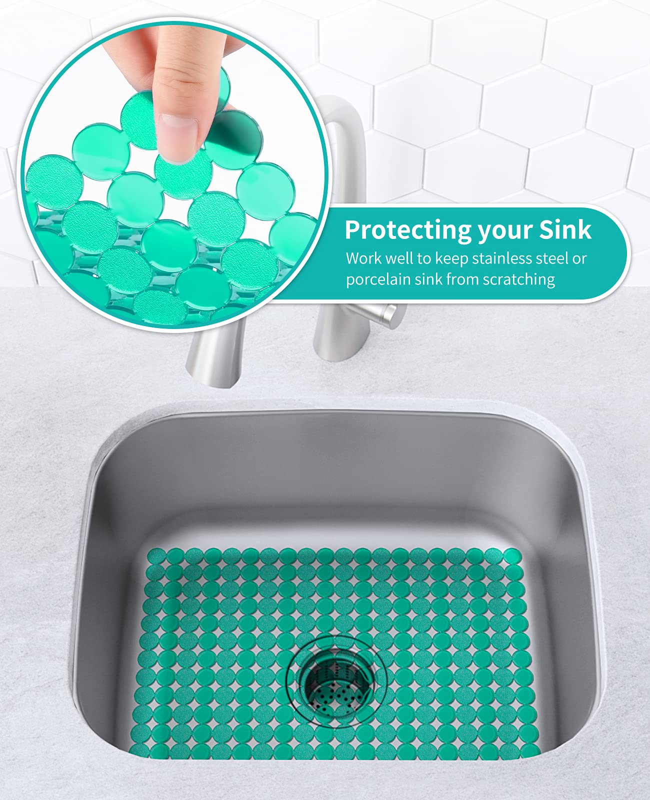 Bligli 2-Pack Kitchen Sink Mat: Pvc Adjustable Sink Protector | Sink Liner Pad | Dish Drying Mats, Easy To Clean & Diy Cut | 15.