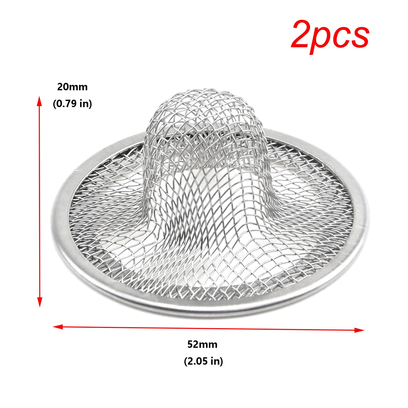 Antrader Kitchen Sink Strainer, 2Pcs Stainless Steel 2-Inch Diameter Mesh Round Filter Bathroom Bathtub Wash Basin Garbage Dispo