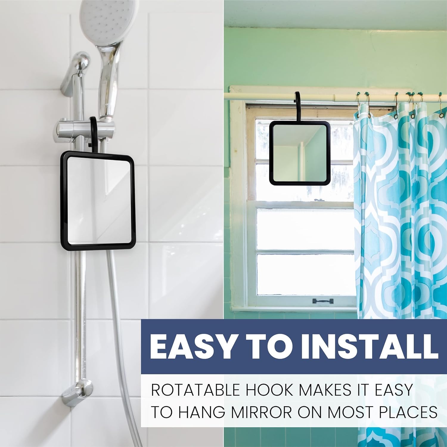 Mirrorvana Dual Anti Fog Shower Mirror For Shaving With Hook For Hanging And Fogless Shatterproof Surface - Fill Back Chamber/Re