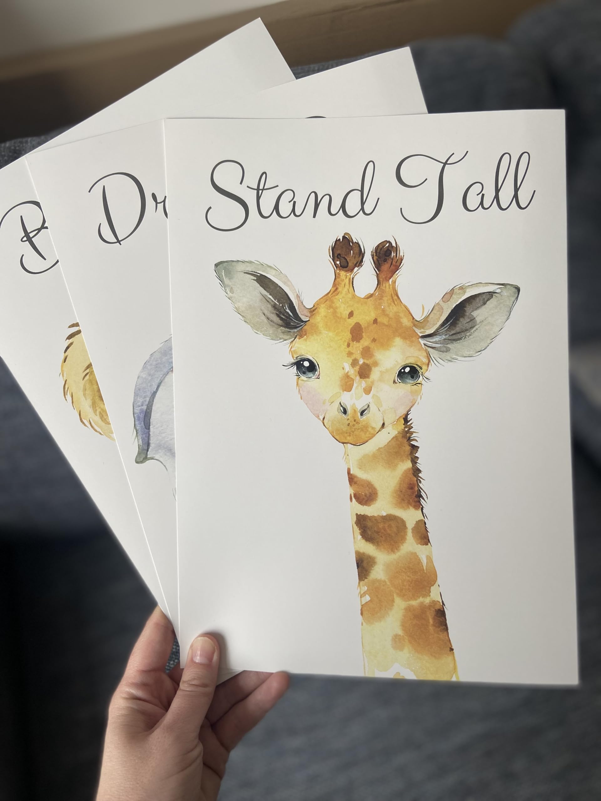 Baby Safari Animals For Girl Or Boy Nursery Bedroom, Set Of 3 Unframed Wall Art Prints, Jungle Portrait Quote Posters, Nursery D
