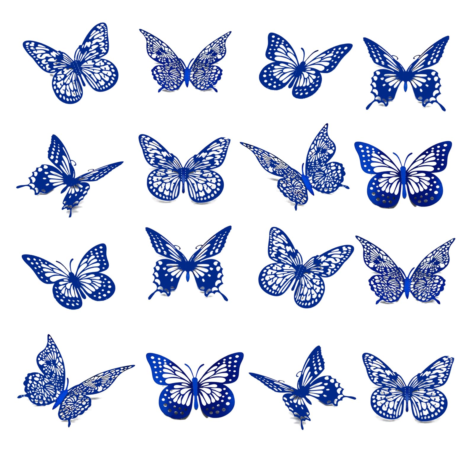 Meikeer 3D Butterfly Wall Decor 48 Pcs 4 Styles 3 Sizes, for Birthday Decorations Party Decorations, Removable Wall Stickers Int