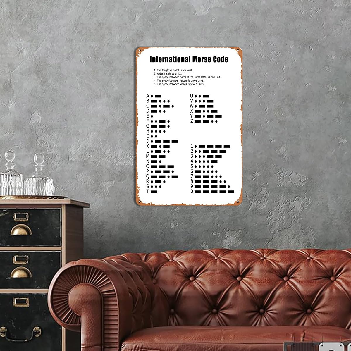 International Morse Code Metal Sign - Educational Wall Art for Classrooms, Offices, or Home Decor, Military Morse Code Gifts, Ph