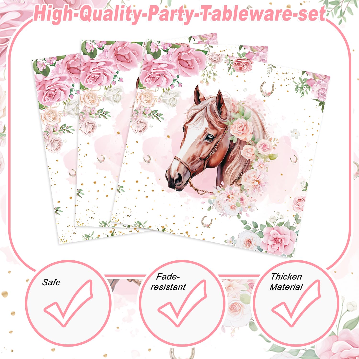120Pcs Cowgirl Horse Birthday Party Supplies Pink Western Horse Party Decorations For Girls Plates Napkins Party Supplies Serves
