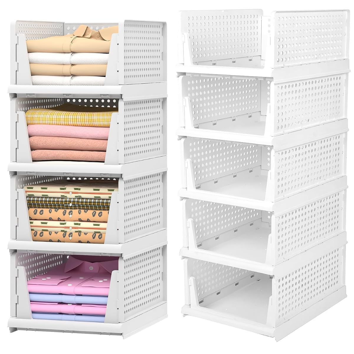 Leaffybezz Cloth Organizer For Wordrobe Stackable Storage Basket,Foldable Closet Organizers & Storage Bins,Drawer Shelf Storage 