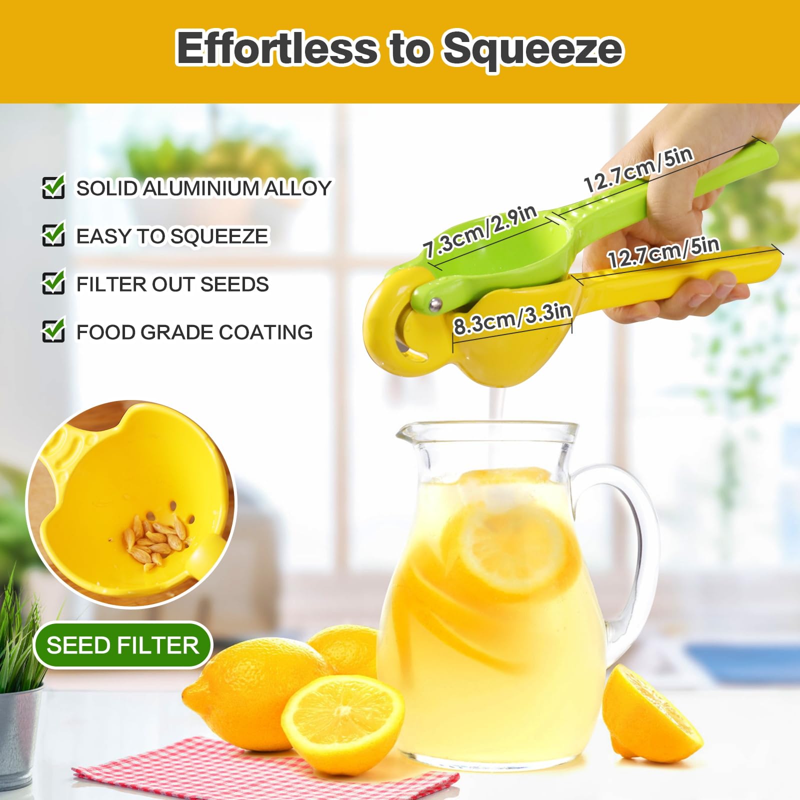 Jahao 360 Adjustable 2-In-1 Lemon Juicer Squeezer Manual Lime Squeezer Hand Press Double Size Juicer Citrus Squeezer Handheld, L