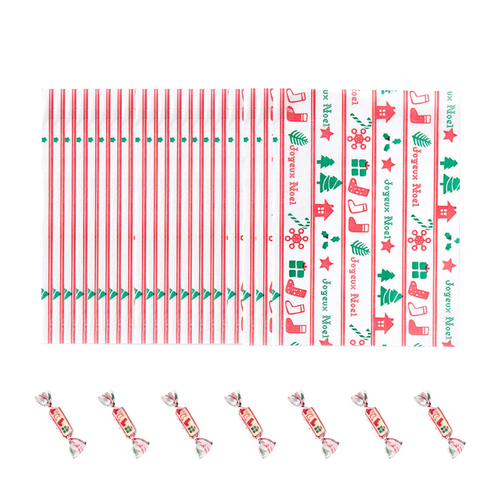 Leepro 500 pcs Christmas Nougat Candy Wrappers DIY Homemade Baking Caramels, Chocolate, Hard Candy Twisting Wax Paper for Weddin
