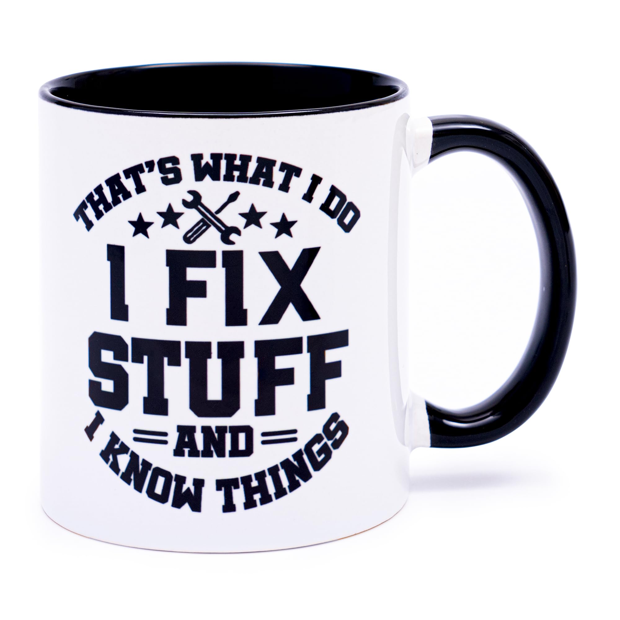 decorluxes That s What I Do I Fix Stuff and I Know Things 11oz Coffee Mug, Funny Fathers Day Dad Gifts Stepdad, Husband, Uncle, 
