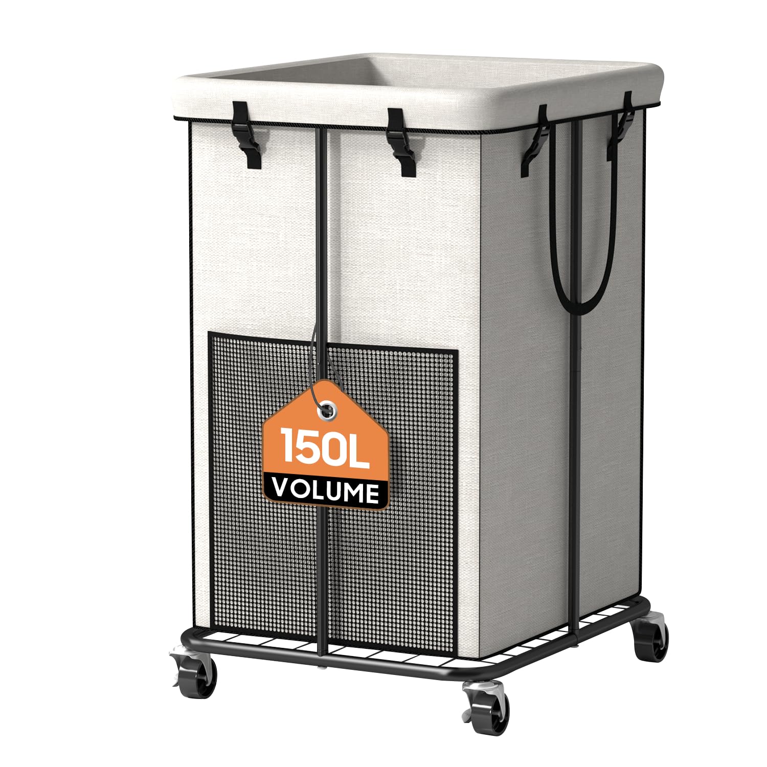 150L Large Laundry Basket With Wheels, Rolling Laundry Hamper With Removable Laundry Bag & Metal Frame, Oxford Fabric Dirty Clot