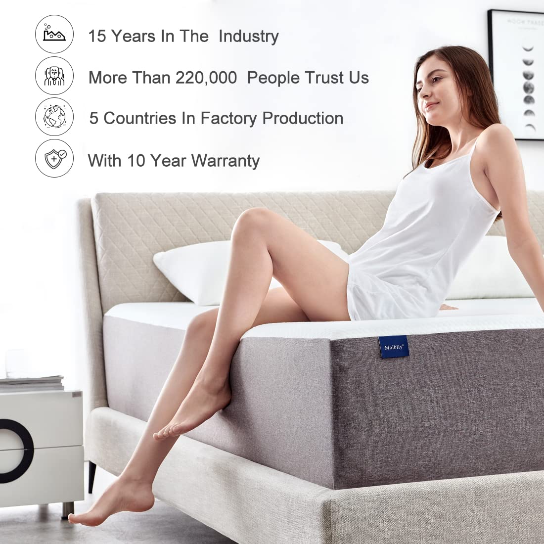 Molblly Queen Mattress 10 Inch Memory Foam Mattress in a Box,Breathable Bed Comfortable Mattress for Cooler Sleep Supportive & P