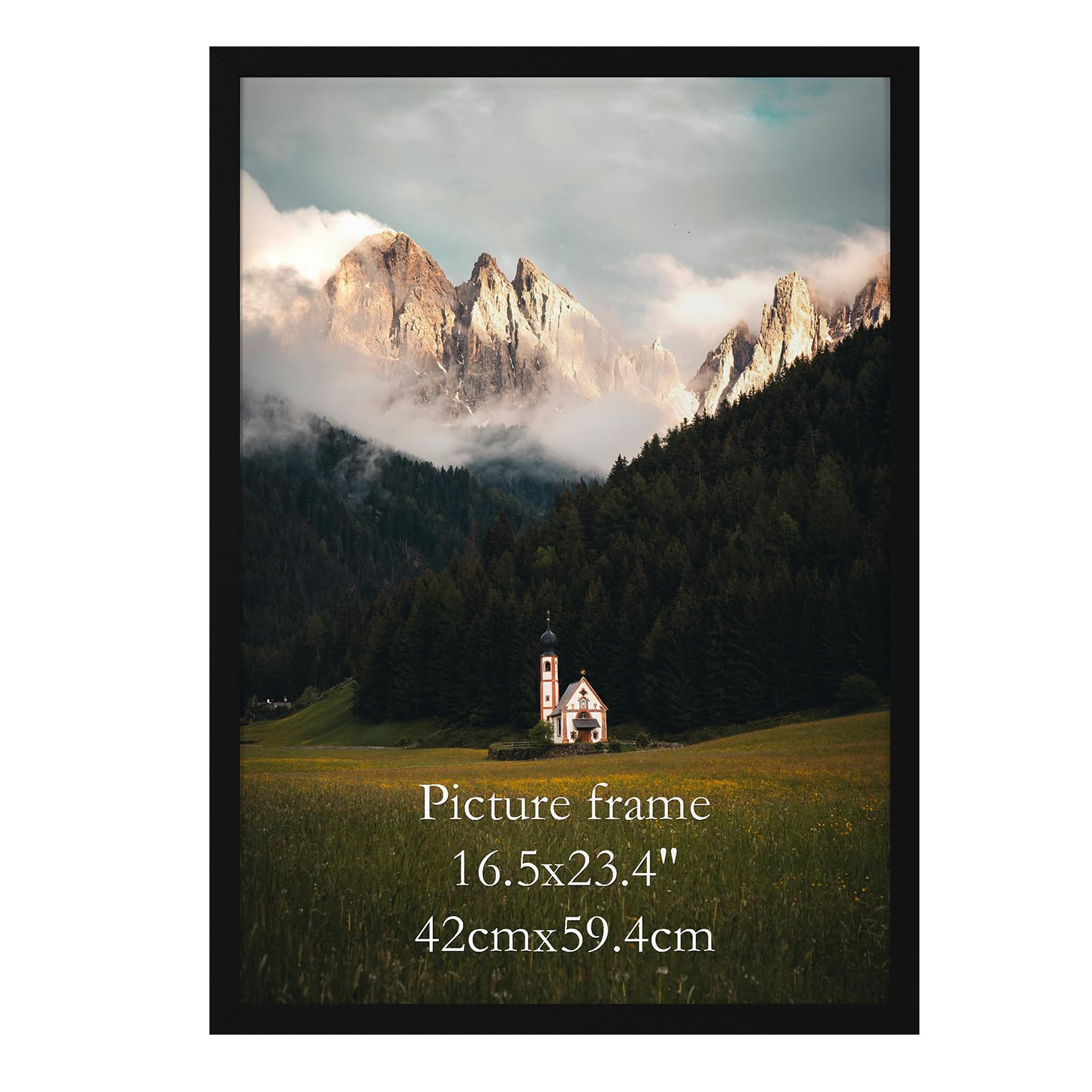 Giftgarden A2 Picture Frame Black, 16.5x23.4 Inch Thin Poster Photo Frame for Wall Display, Single