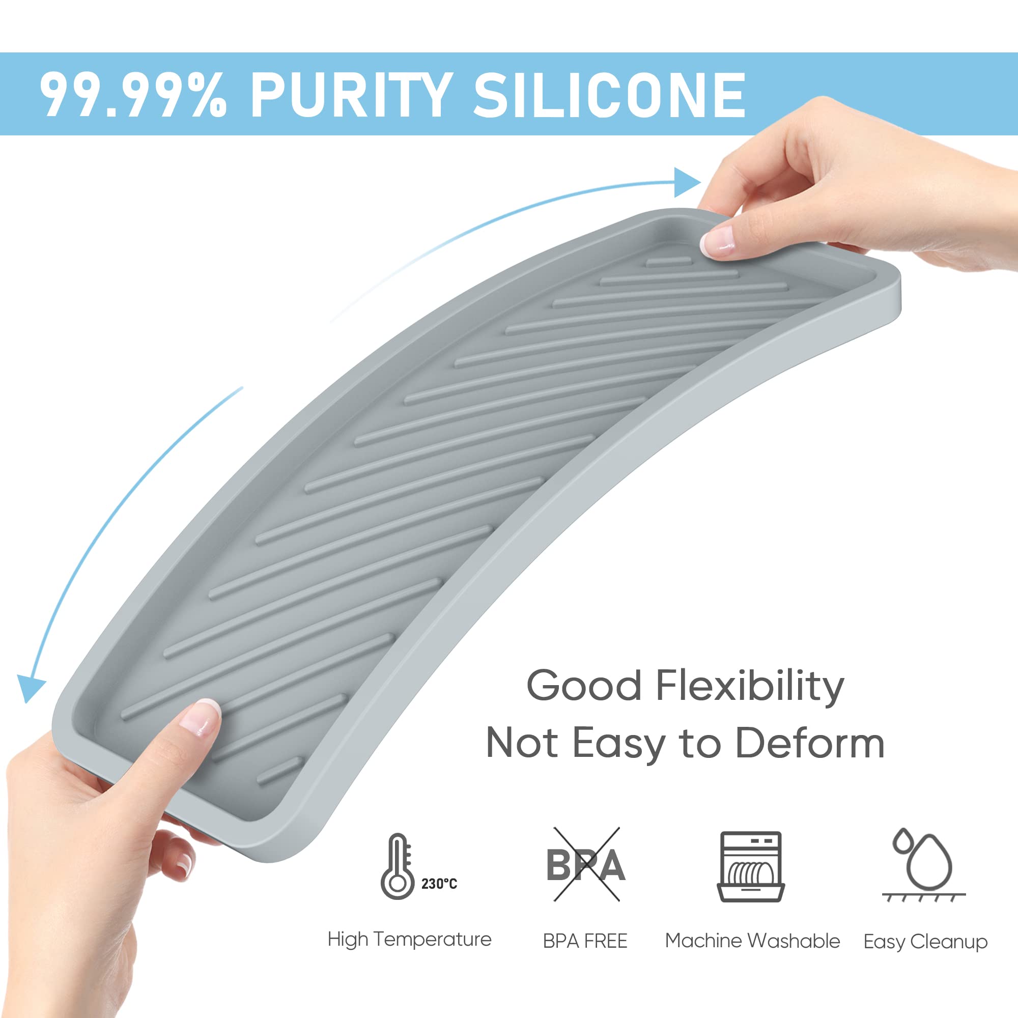 Eg-Sipro Silicone Sponge Holder,Extra Large 12'' Kitchen Sink Organizer Tray Kitchen Soap Tray Soap Sponge Holder For Bathroom C