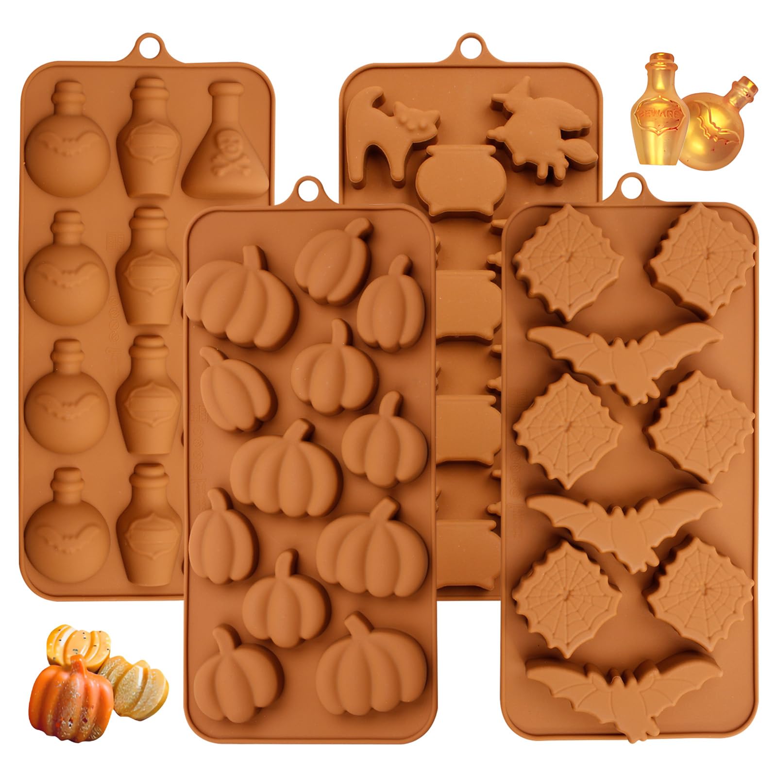 Halloween Silicone Chocolate Molds Set, 4 Pack, 22.3x10.1 cm