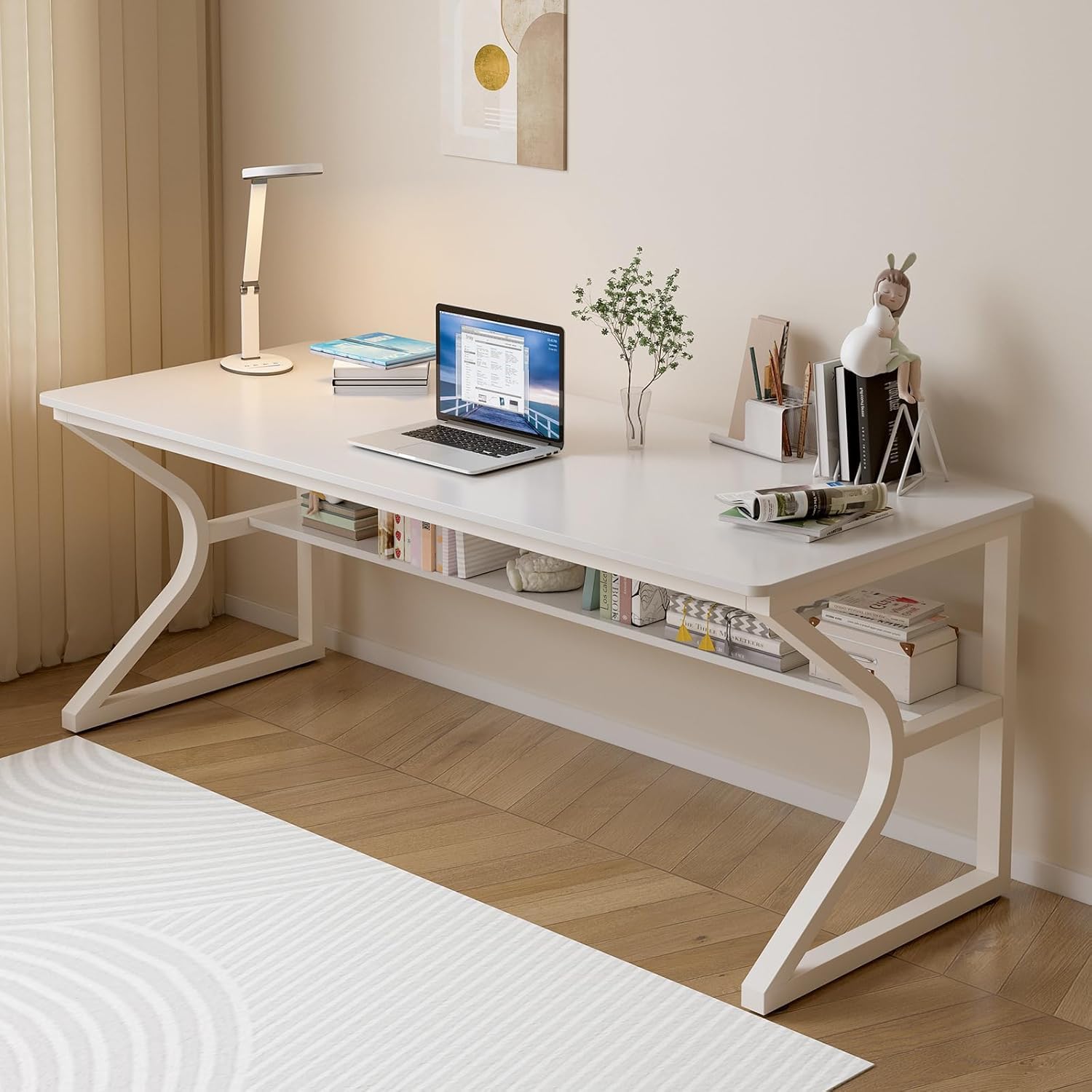 Tekavo Kynes Computer Table For Home Pc | Office Table For Home With Lower Shelf, Laptop Table, Work Table, Study Table, Modern 