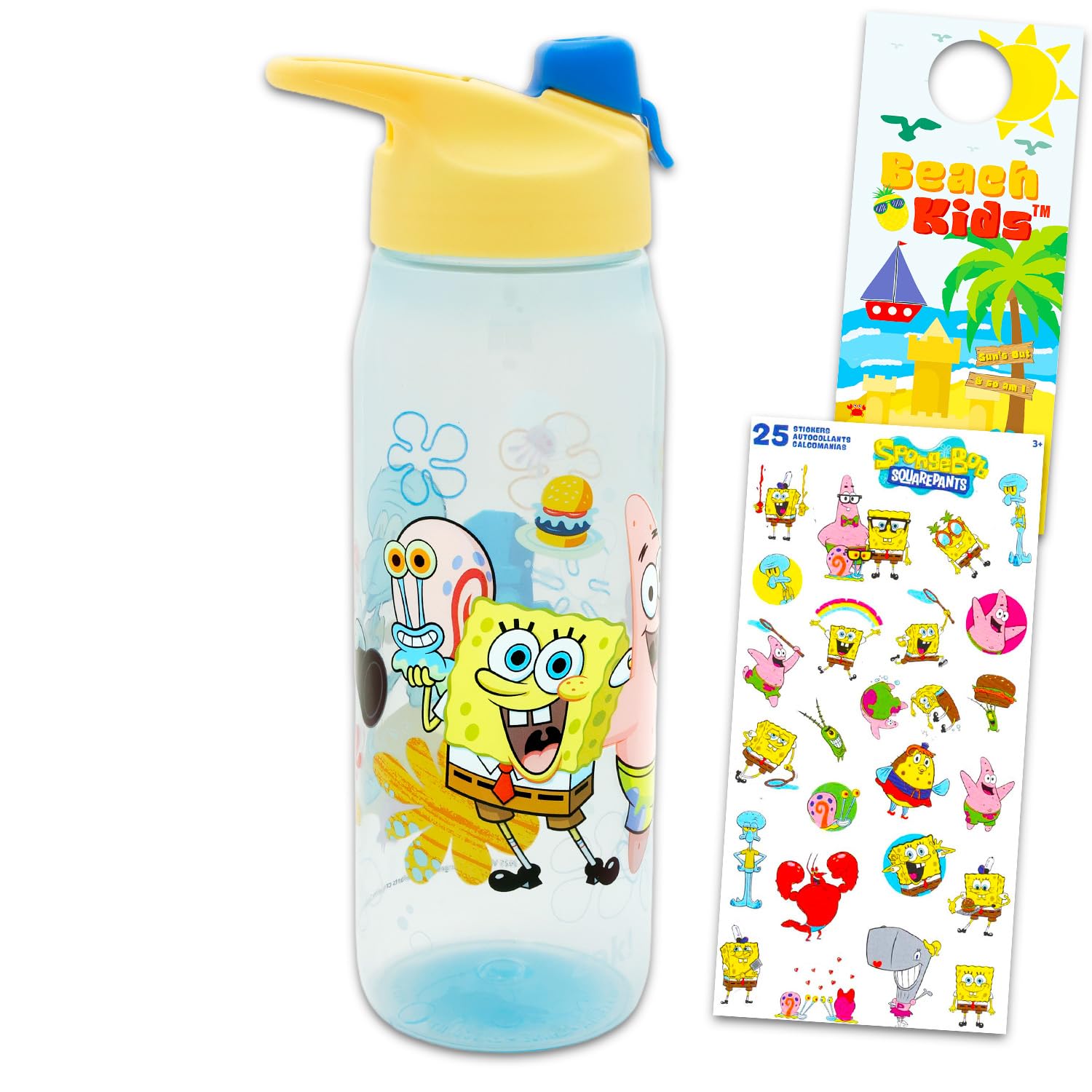 Spongebob Water Bottle Bundle  School Supplies Set with 20 Oz Drinking Cup, Stickers, More | Spongebob Reusable Water Bottle Se