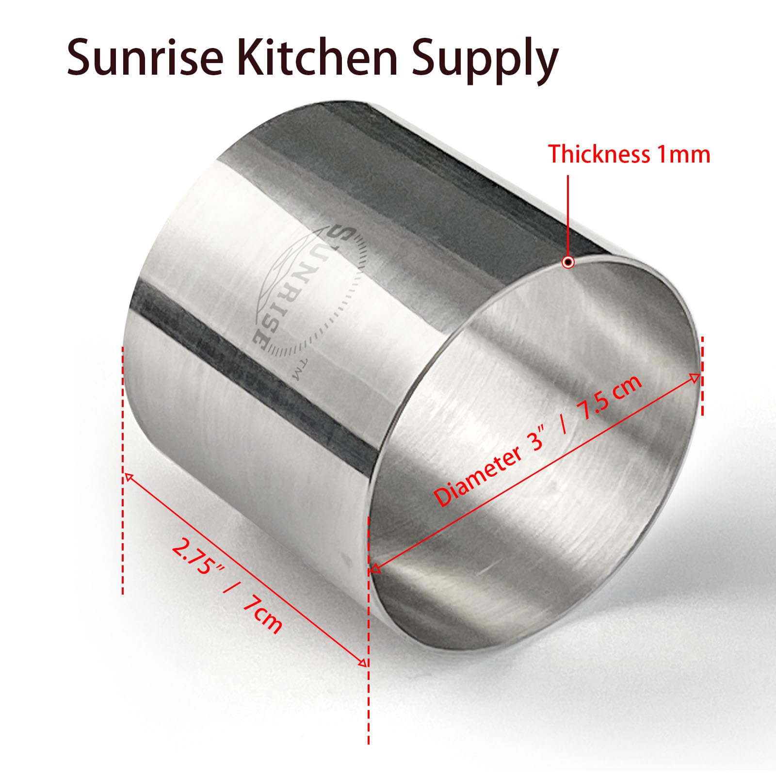 Sunrise Kitchen Supply Plating Forms Stainless Steel Ring Mold Sets 3'' X 2.75'' (2)