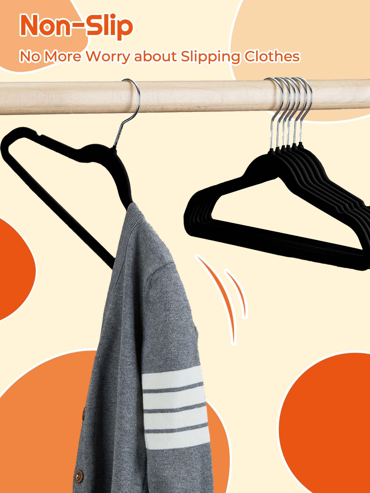 House Day Kids Velvet Hangers 50 Pack, Durable Big Kids Hangers 14 Inch Hangers For Youth, Non Slip Kids Felt Hangers, Cute Chil