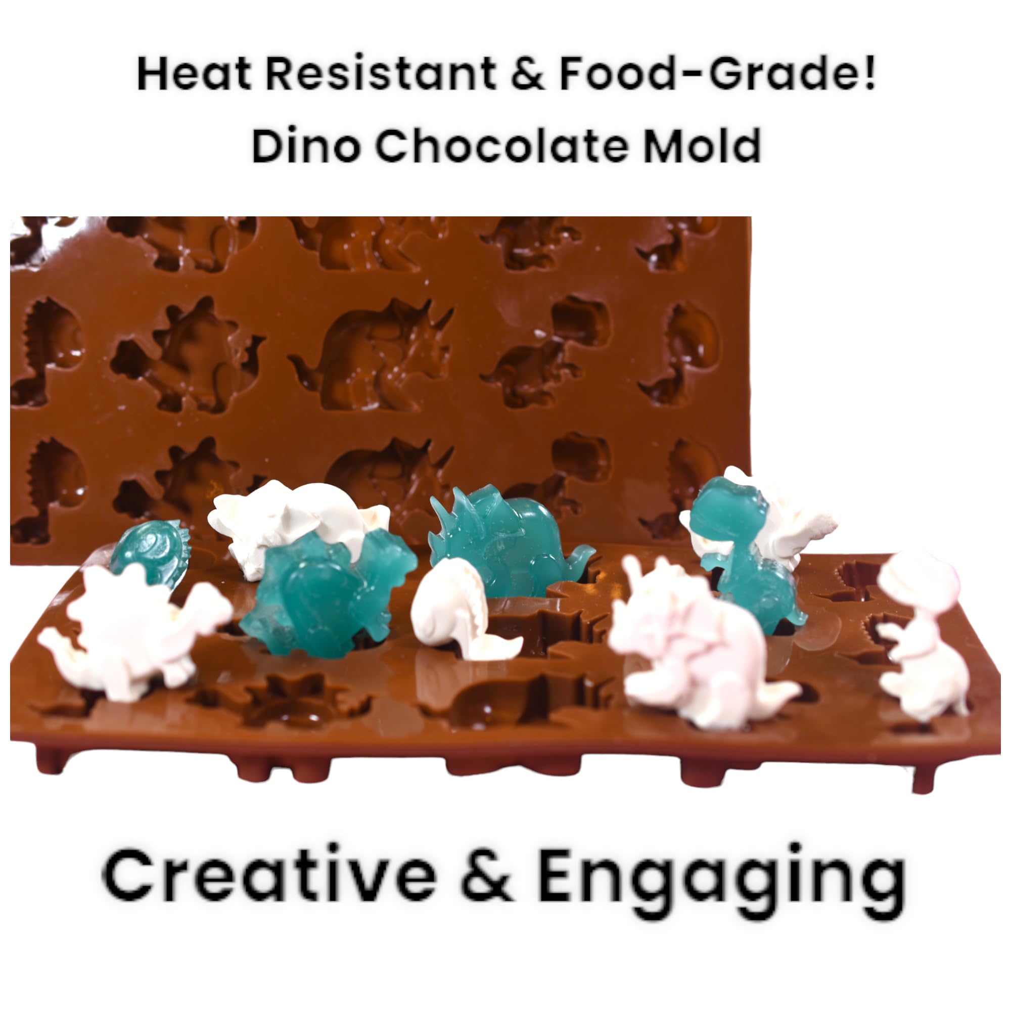 Topolmold Candy Chocolate Silicone Mold Baking Tray Pan Dinosaur Dino Animal-Themed Shape Trex Non-Stick Food-Grade For Homemade