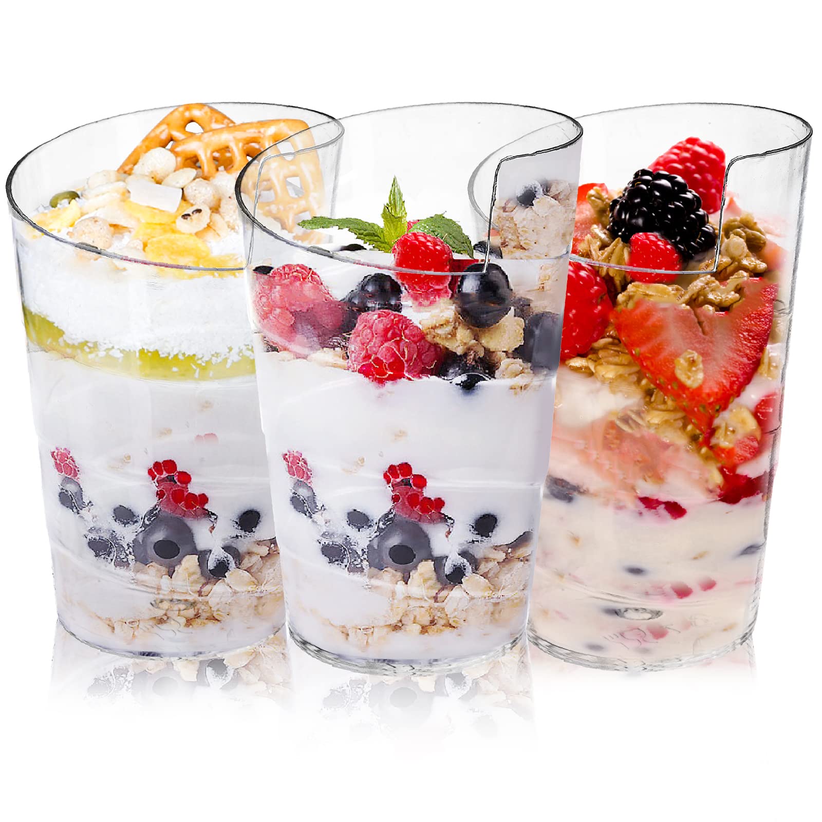 Fasmov 100 Pack 2 Oz Mini Dessert Cups With 100 Spoons, Clear Plastic Parfait Appetizer Cup For Tasting Party Desserts Appetizer