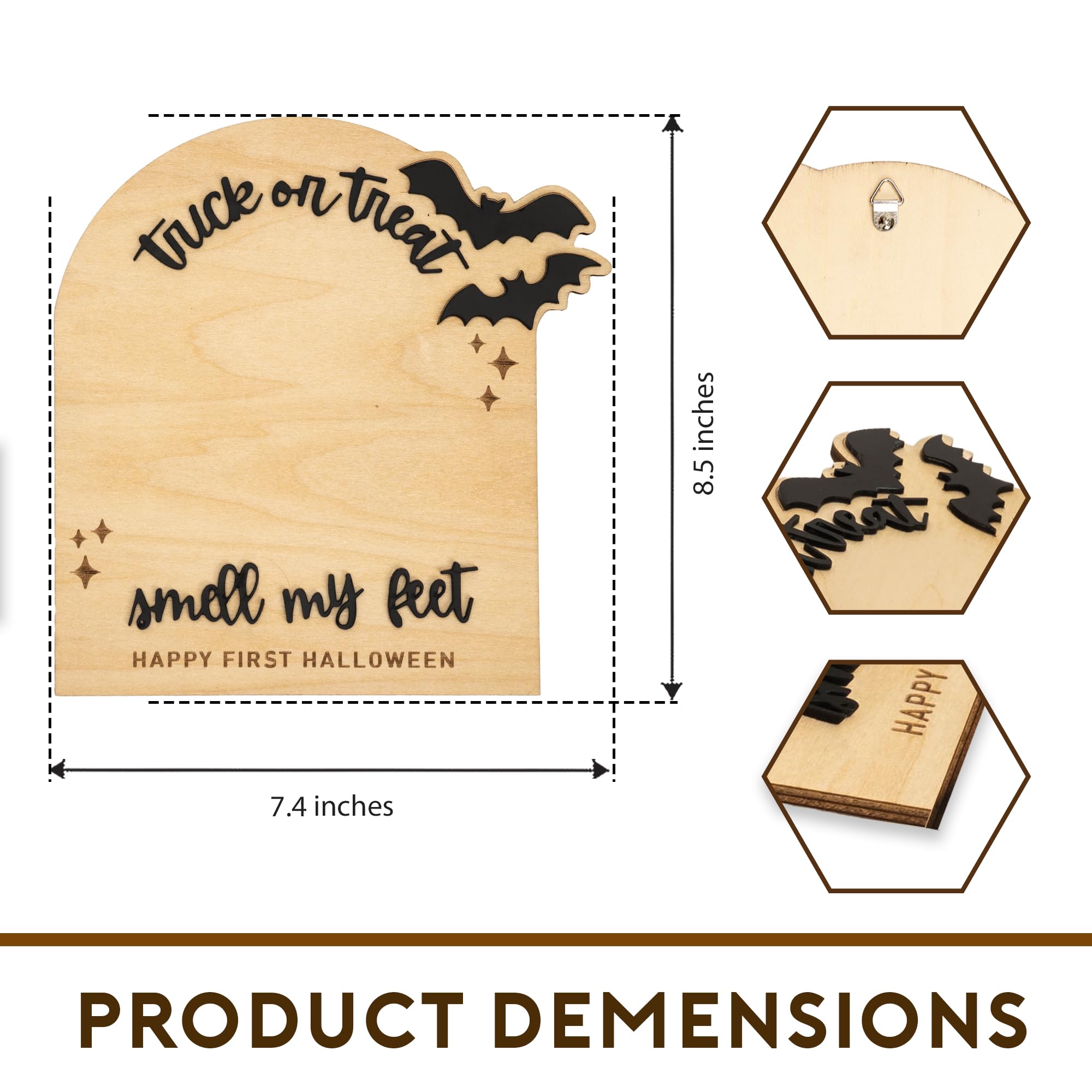Babys First Halloween DIY Footprint Kit - Trick or Treat Wooden Milestone Card Keepsake Sign - Baby halloween Nursery Tabletop D