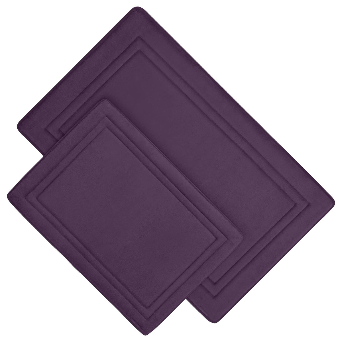Microdry Quick Dry Memory Foam Luxury Framed Bath Mat Rug (Iris, 2-Piece Set)