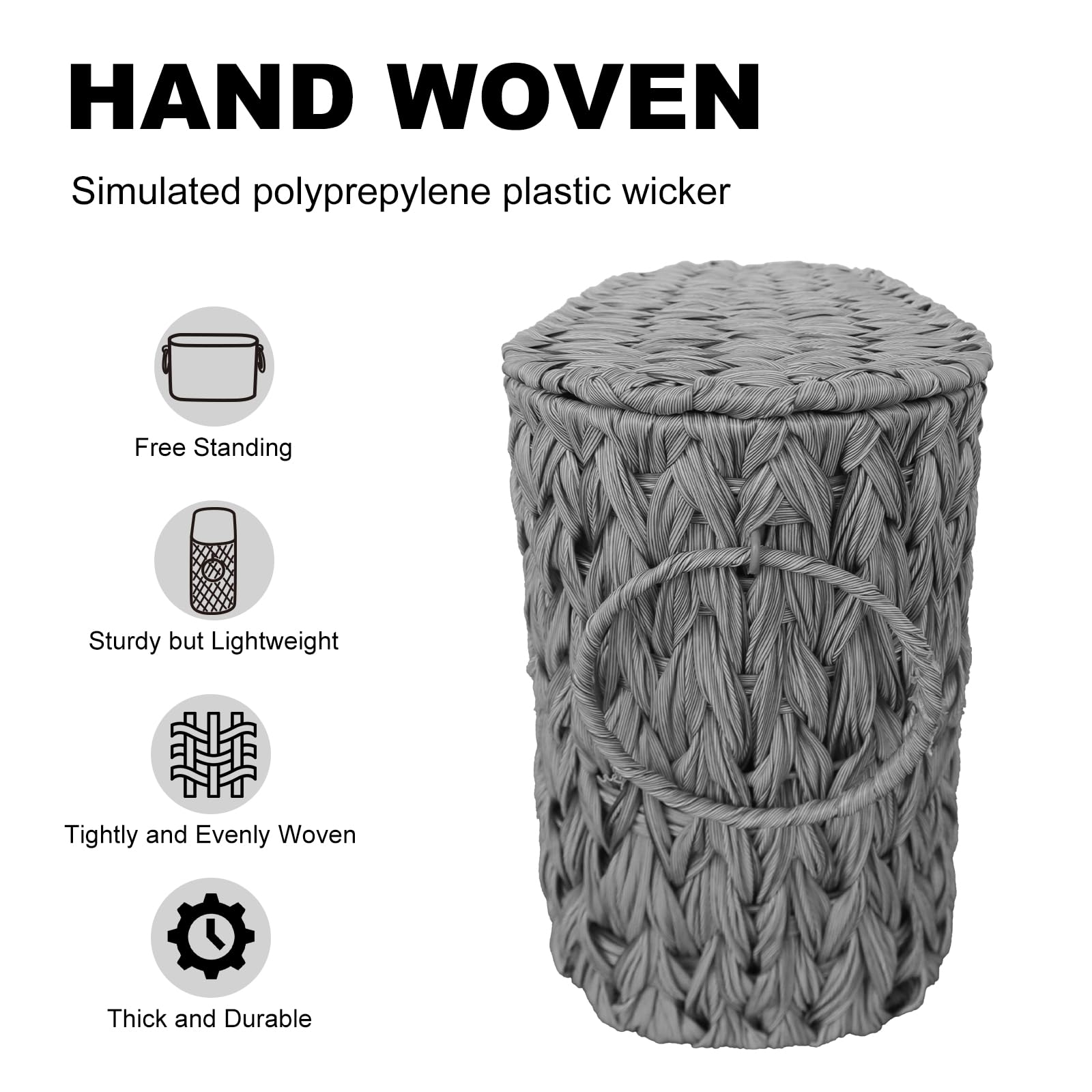 Coeusy Toilet Paper Basket,Wicker Toilet Paper Storage With Lid,Free Standing,Decorative Bathroom Toilet Paper Holder Stand,Narr