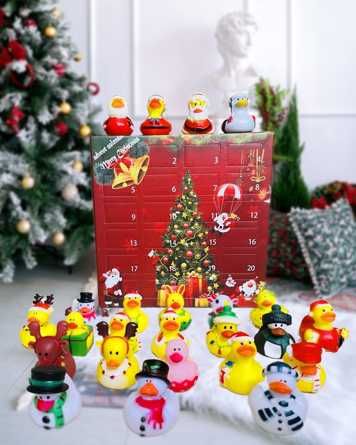 Christmas Advent Calendar 2024 Christmas Rubber Ducks Advent Calendar for Kids, 24 Days Xmas Countdown Calendar, Christmas Party