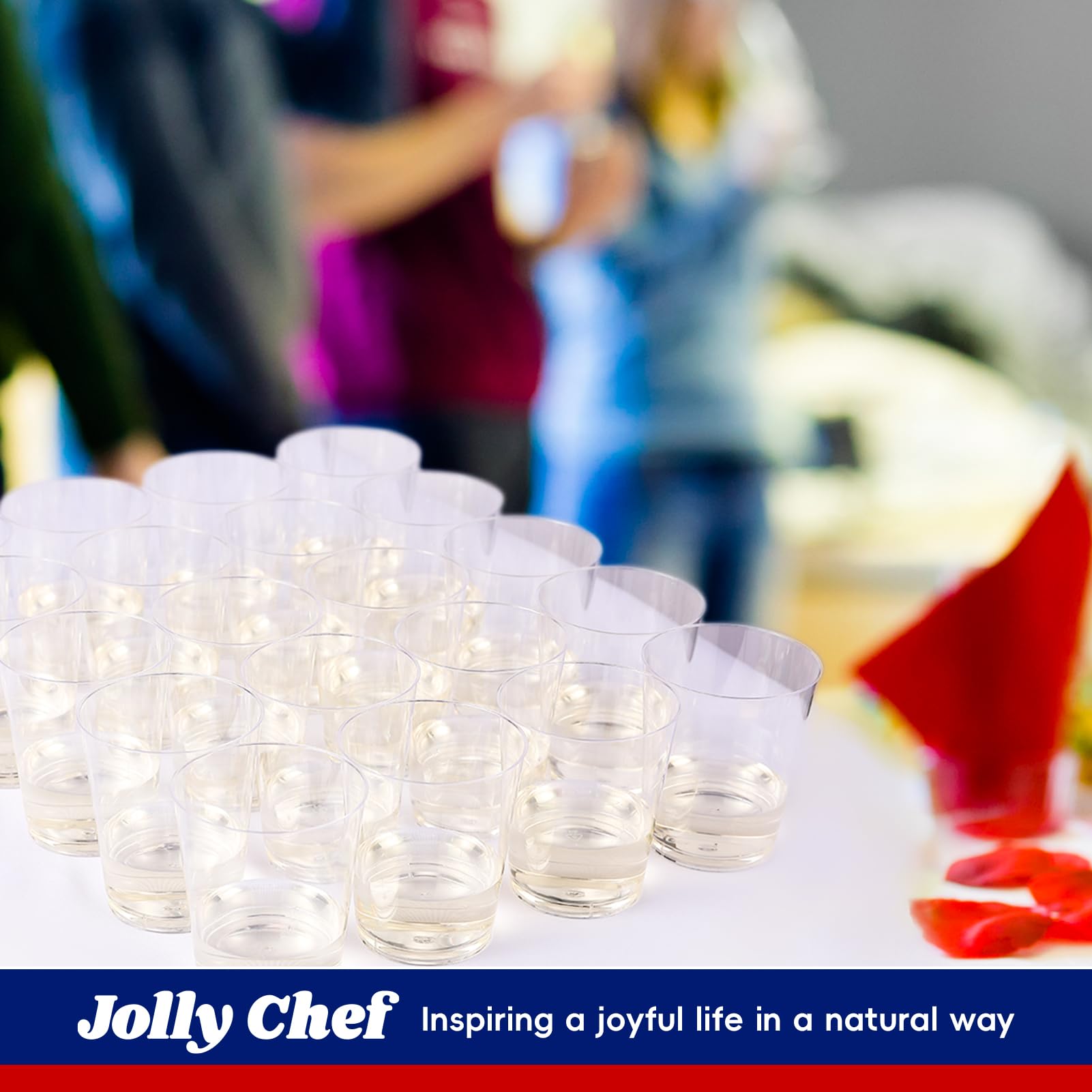 Jolly Chef 10 Oz Clear Disposable Plastic Cups 200 Pack, Clear Plastic Cups Tumblers, Heavy Duty Party Glasses, Disposable Cups