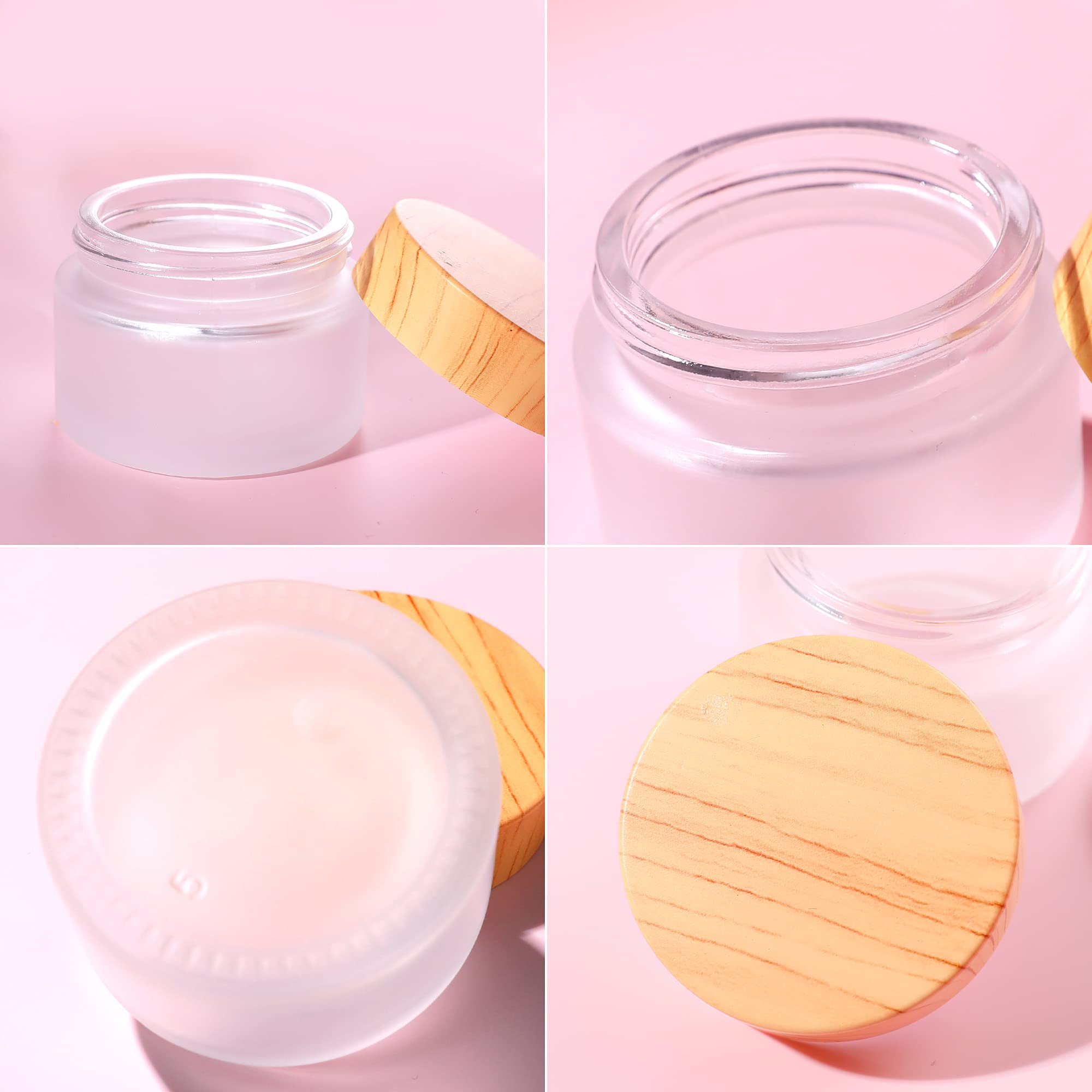 30 Gram/Ml Glass Cosmetic Containers With Lids,Round Frosted Glass Jars With Leakproof Lids,Small Empty Glass Sample Jars For Ma
