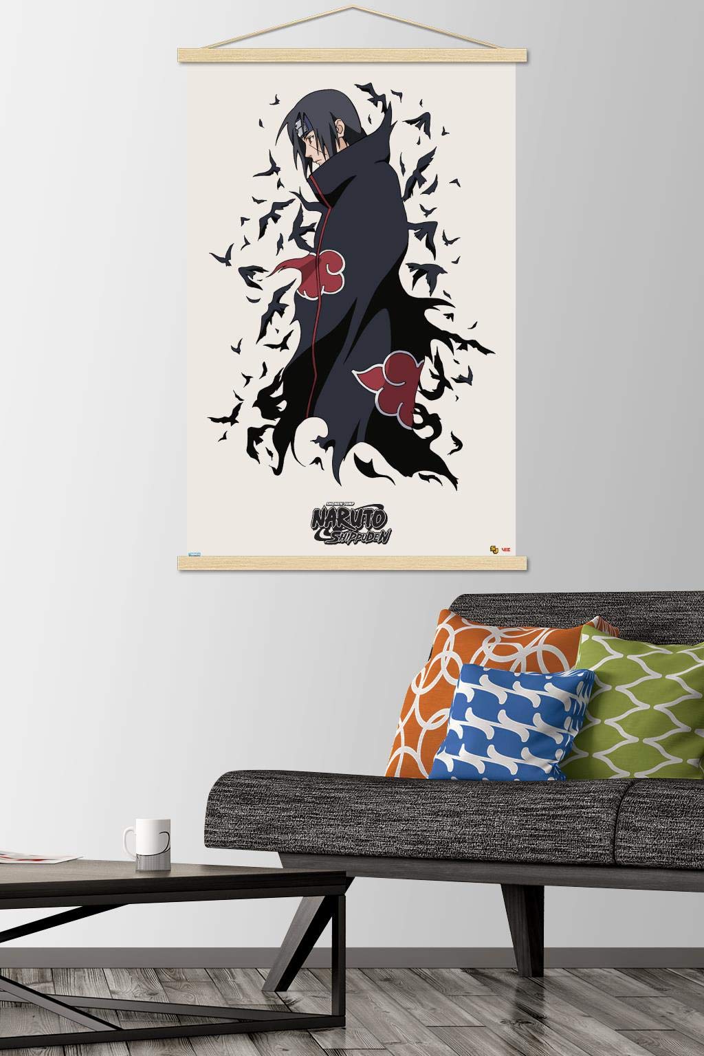 Trends International Naruto Shippuden - Itachi Wall Poster, 22.375'' X 34'', Print And Beechwood Hanger Bundle