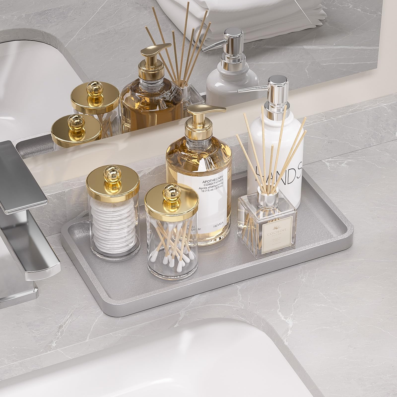 Weenson Bathroom Tray For Soap Dispenser, Vanity Tray For Perfume, Makeup, Dresser Tray For Jewelry, Decorative Tray For Candle,