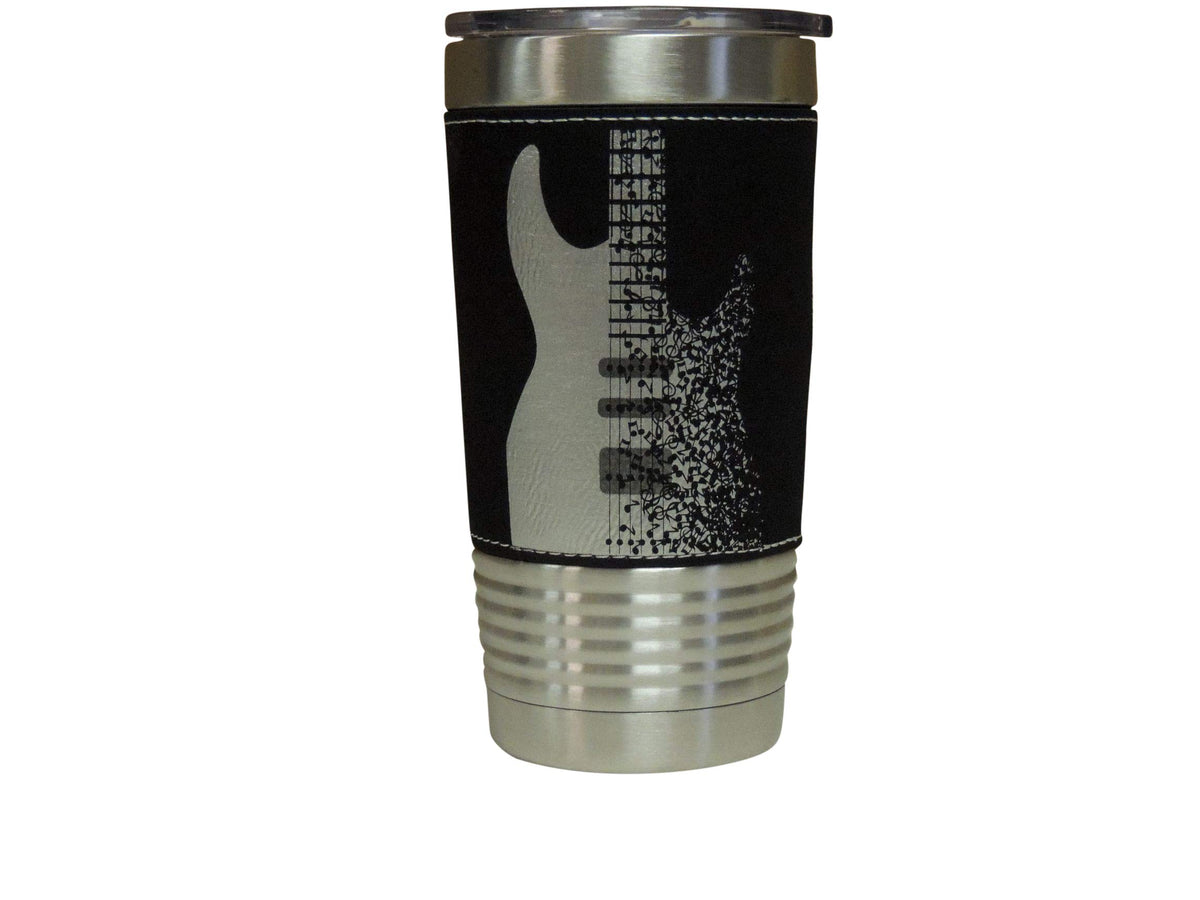 Electric Guitar Leather Wrapped Vacuum Insulated Tumbler 20 Oz Stainless-Steel Vacuum Mug For Music Lovers