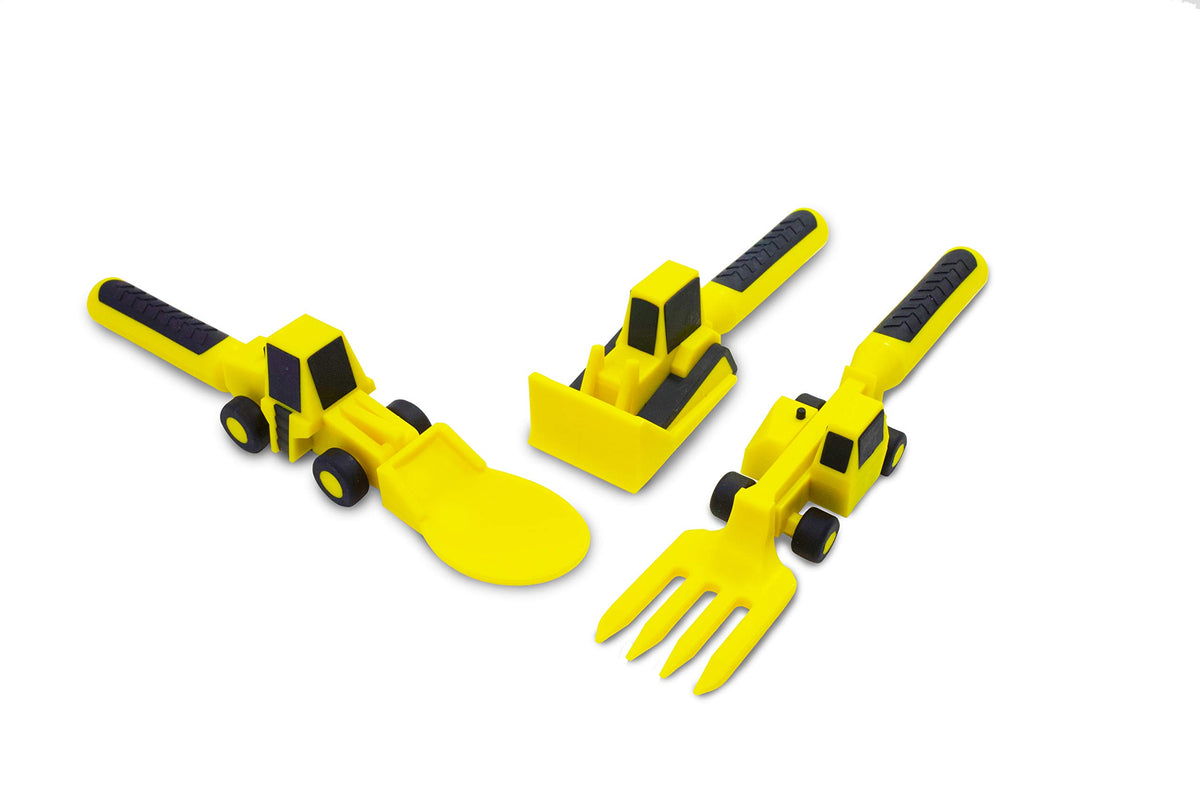 Constructive Eating - Toddler Utensils Made in USA - Construction Silverware for Toddlers - Construction Utensils for Kids - Con