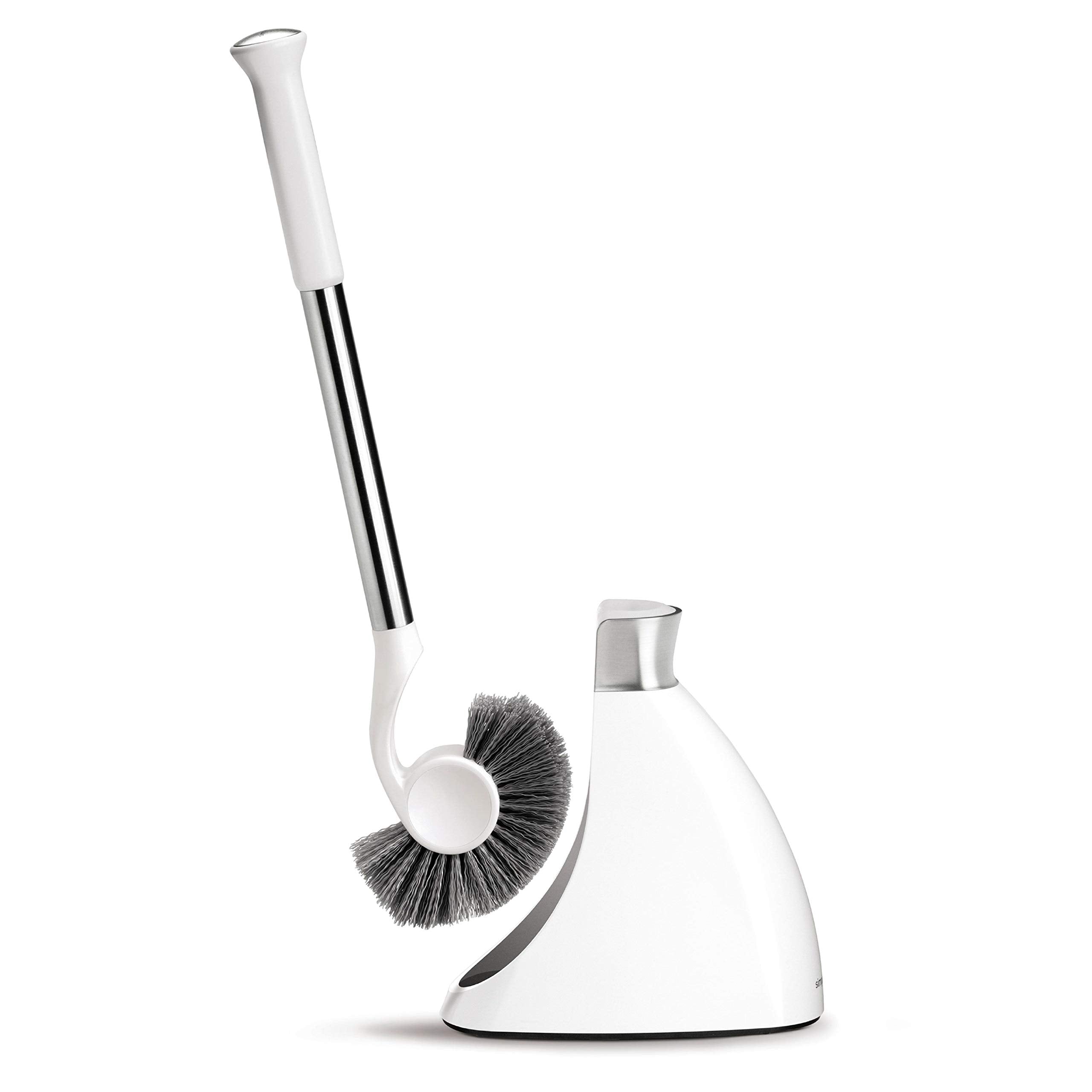 Simplehuman Toilet Brush With Caddy, Stainless Steel, White