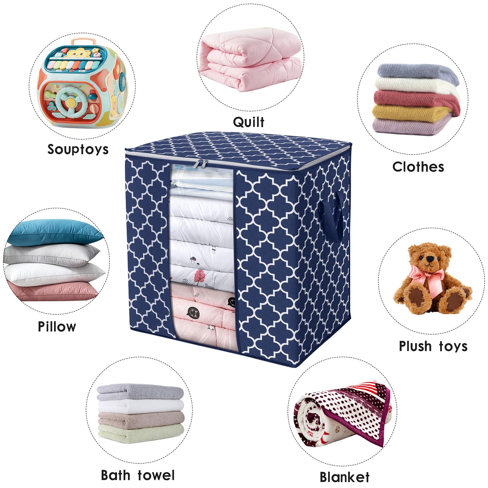 WISELIFE Storage Bags [2 Pack/100L] Large Blanket Clothes Organization and Storage Containers for Comforters,Bedding, Foldable O