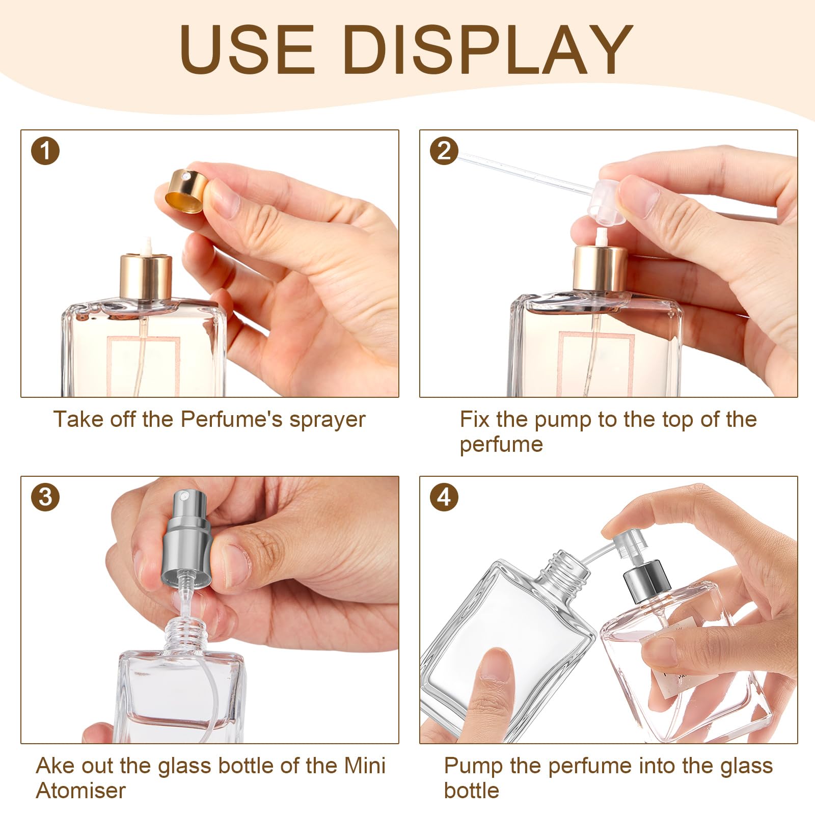 Domensi 30 Pcs 15 Ml Glass Perfume Bottles Mini Glass Empty Spray Atomizer Bottles Bulk Refillable Perfume Dispenser Container W