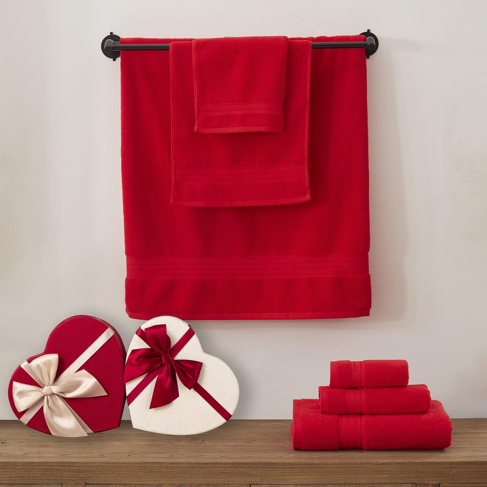 COZYART Red Bath Towels Set for Bathroom Soft Absorbent Durable 650 GSM Turkish Cotton Towel Set of 6  2 Large Bath Towels  2 Hand Towels  2 Washclothes