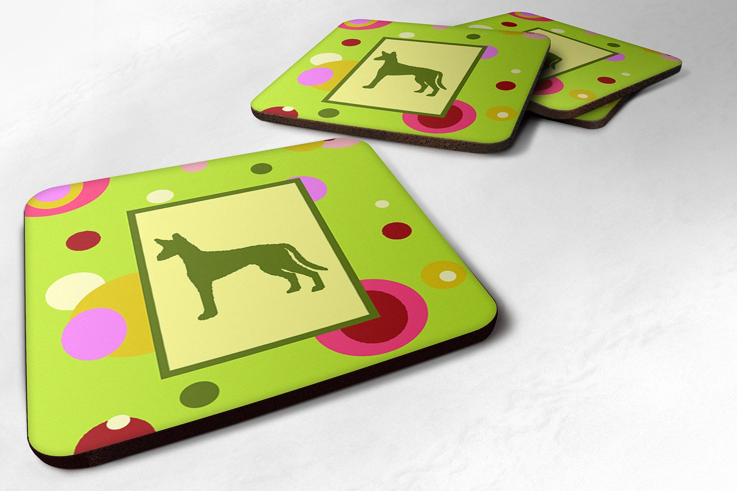 Carolines Treasures Ibizan Hound Foam Coasters (Set of 4), 3.5 H x 3.5 W, Multicolor