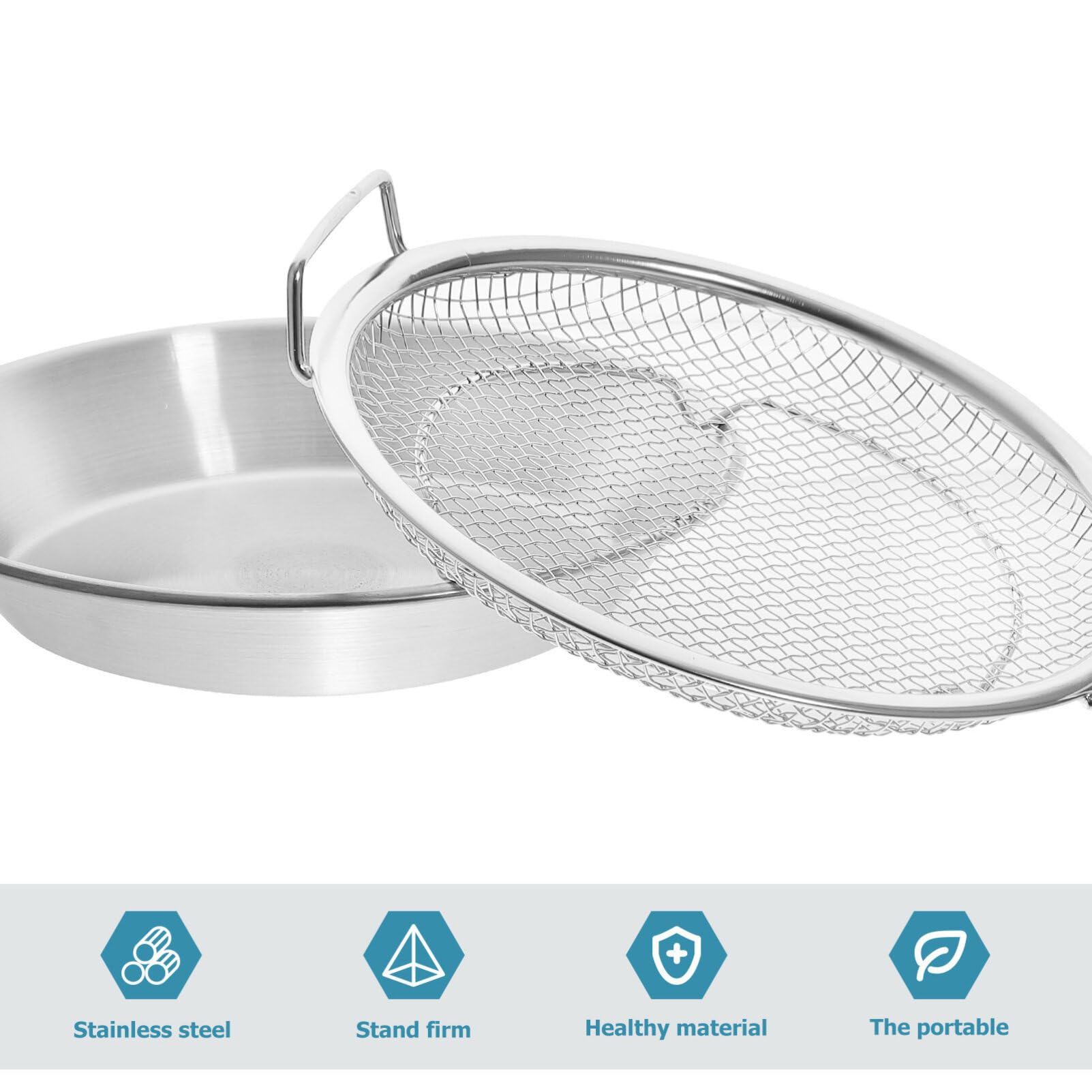 Kichvoe Food Containers Fryer Accessories Oil Filtering Net Crisping Basket With Tray Fine Mesh Basket Kitchen Draining Cooling
