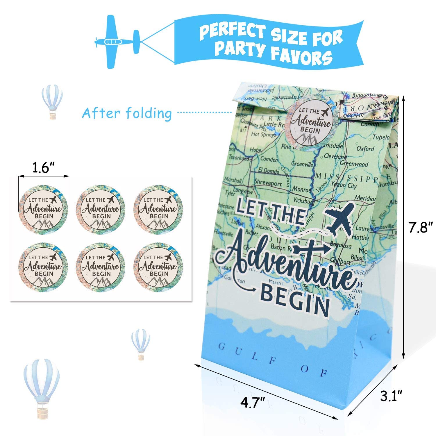 24 Pack Adventure Themed Party Favor Bags Let The Adventure Begins Gift Bags Adventure Awaits Bon Voyage Travel Farewell Themed