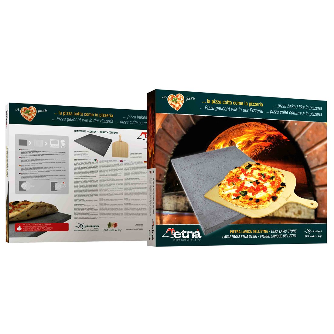 Eppicotispai Pizza Set With Cooking Stone And Pizza Peel, Silver