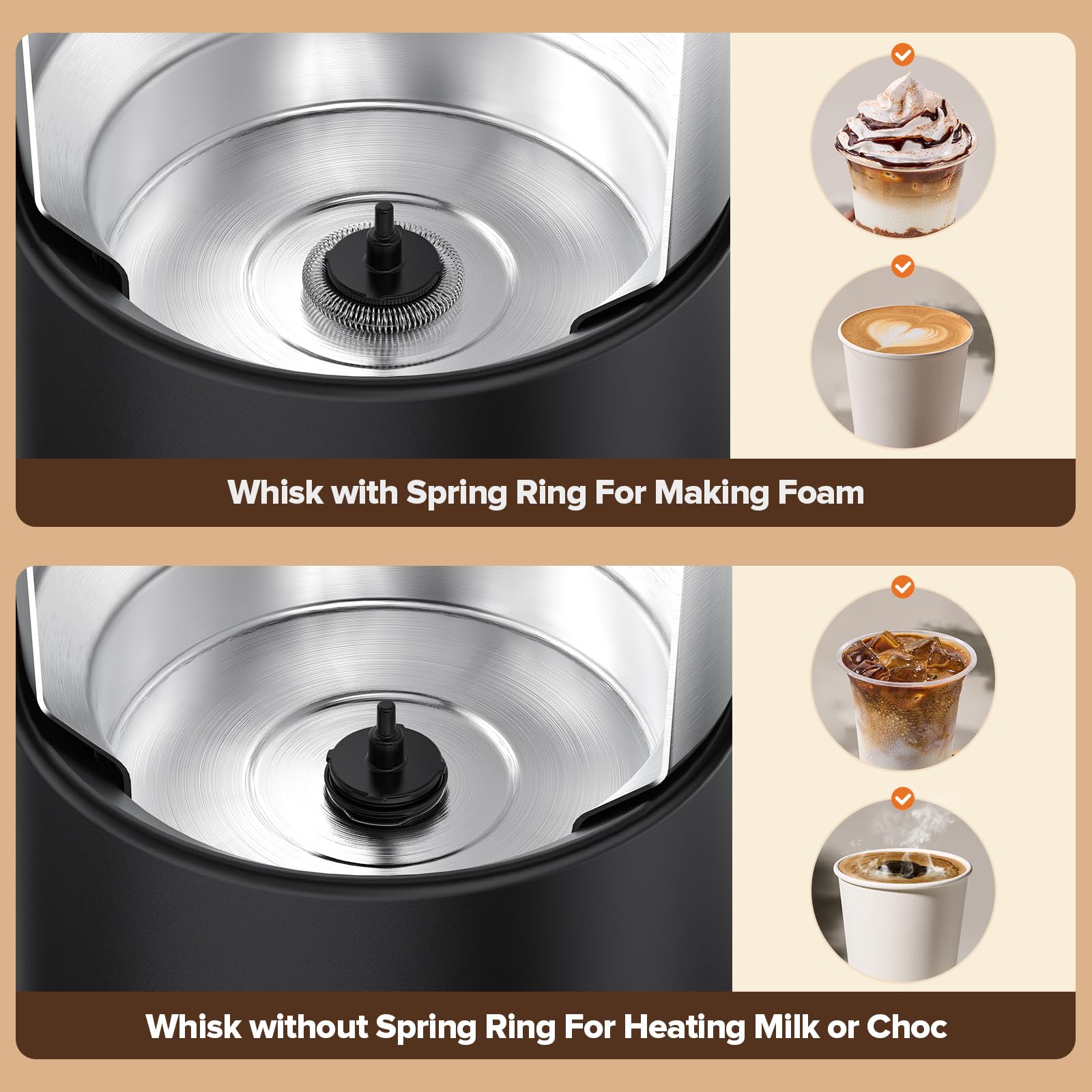 Milk Frother and Steamer, Large Capacity Detachable Electric Milk Frother, Automatic Warm and Cold Foam Maker, Hot Chocolate Mak