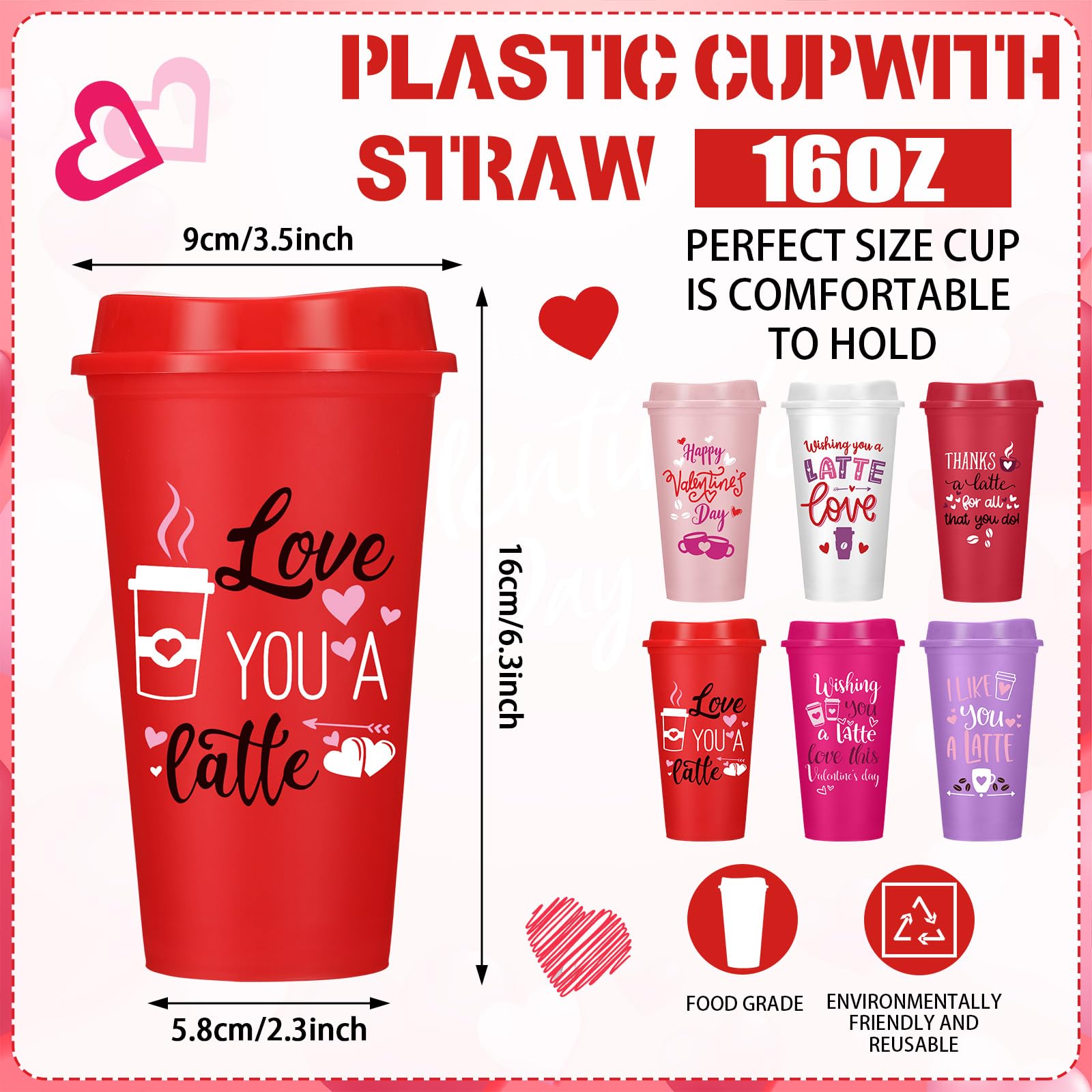 Pickmesh 12 Pack Valentines Day Gifts For Teachers Valentines Day Cup Reusable Coffee Cup 16 Oz For Women Back To School Gift Wi