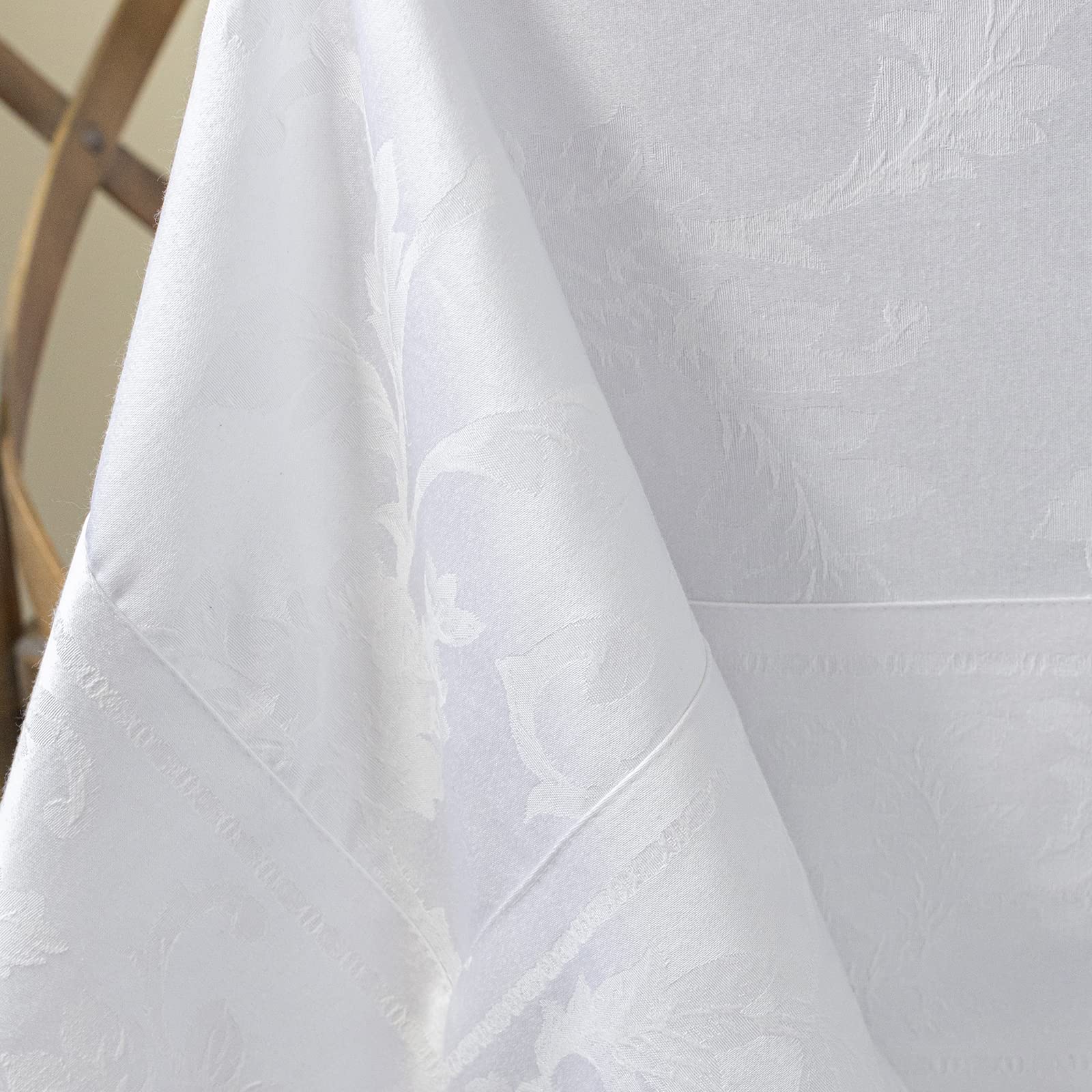 Benson Mills Harmony Scroll Woven Damask Fabric Tablecloth, Everyday, Parties, Special Occasions, Weddings And Holiday Table Clo