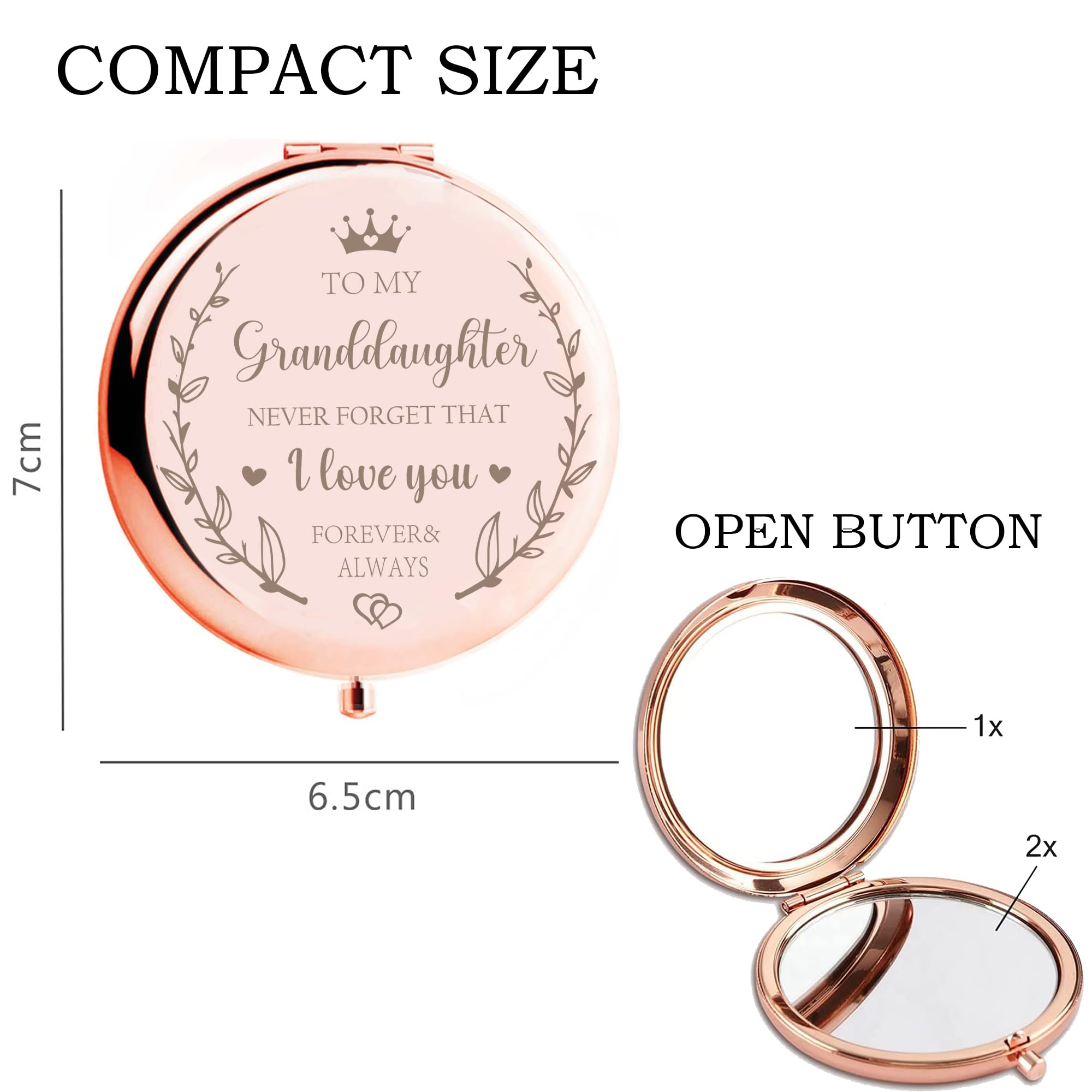 Kgkaimizl Granddaughter Gifts From Grandma And Grandpa, Compact Makeup Mirror For Granddaughter, Gifts For Granddaughter, Grandd