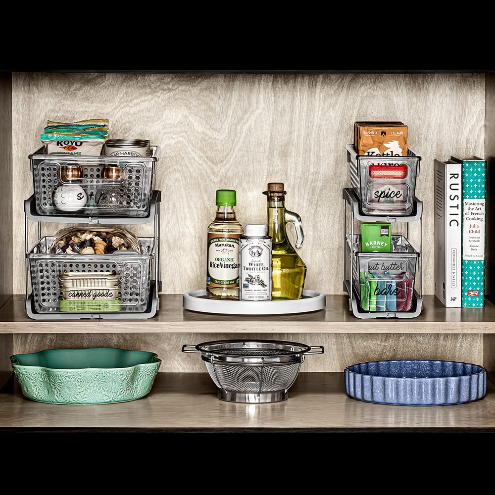 Madesmart 2-Tier Organizer Multi-Purpose Slide-Out Storage With Handles And Dividers For Home And Bath, Bpa Free, Pack Of 1, Cle